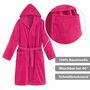 Unisex Bademantel Baumwolle mit Kapuze Fuchsia 2XLarge 3