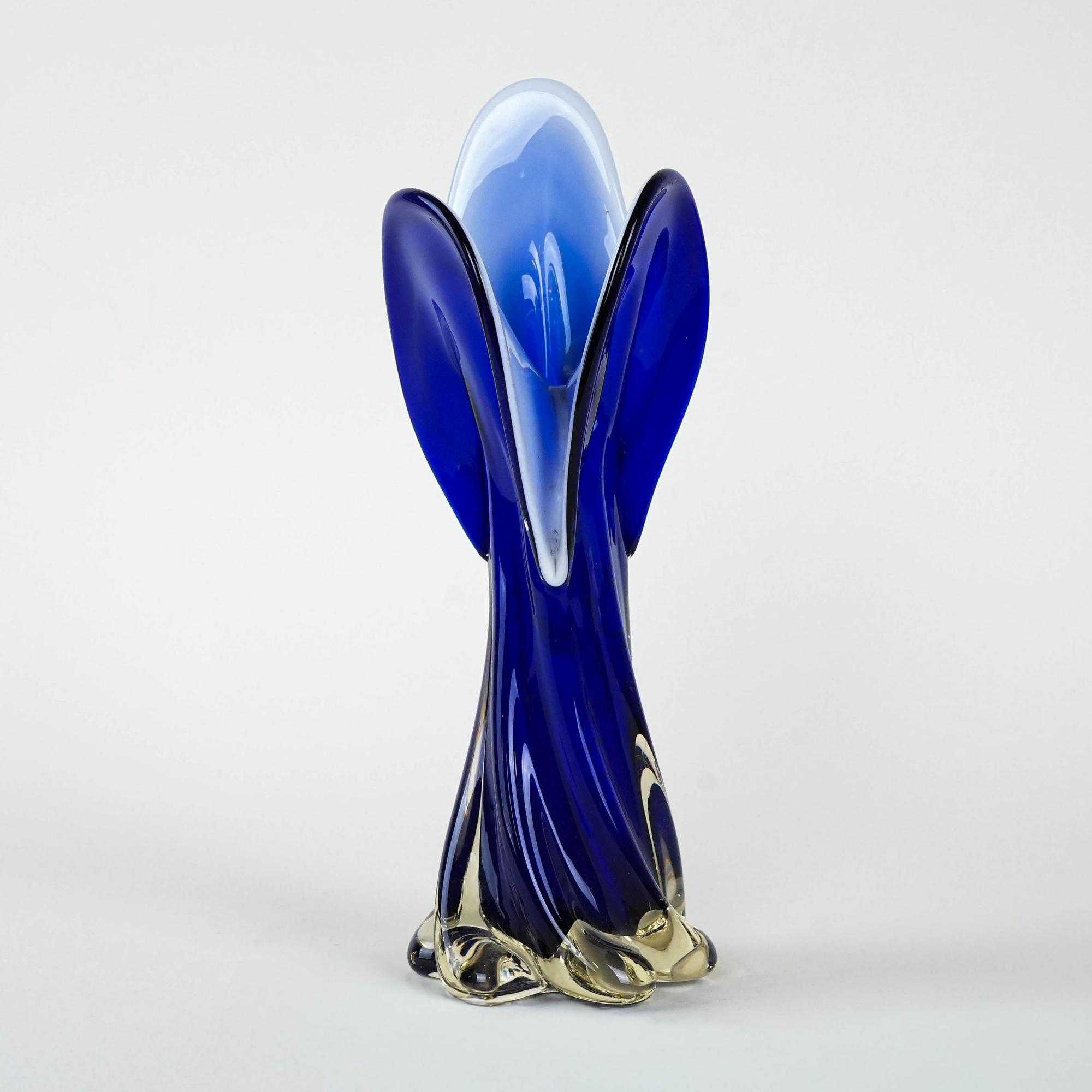 Cobalt vase Murano glass Blue 1960s 1