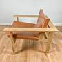 B_002 Lounge Sessel Holz Leder Braun 2