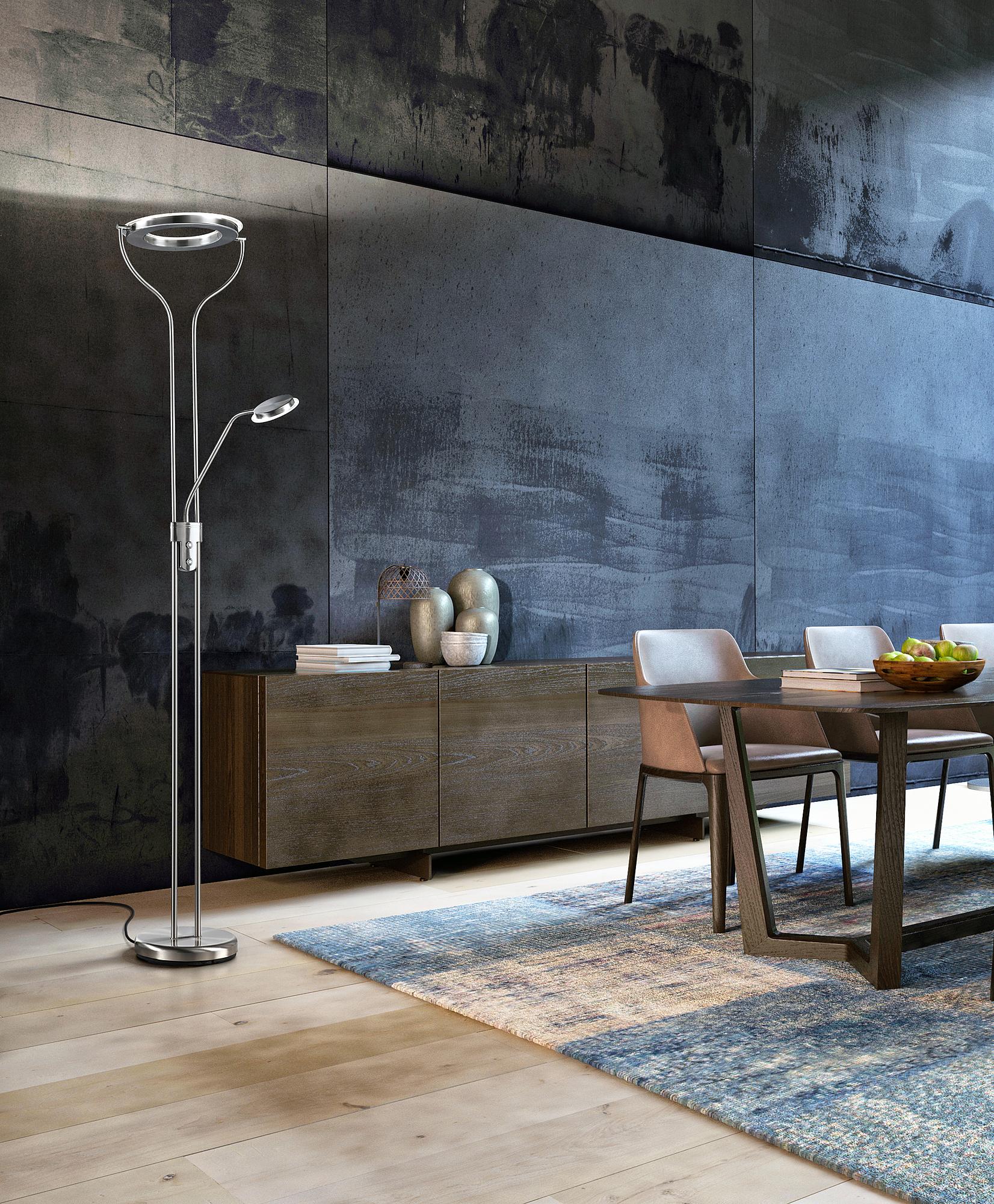 LED Floor Lamp Davos 2-Light Iron Nickel White 2