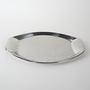 Metalltablett Oval Silber 1980er Jahre 4