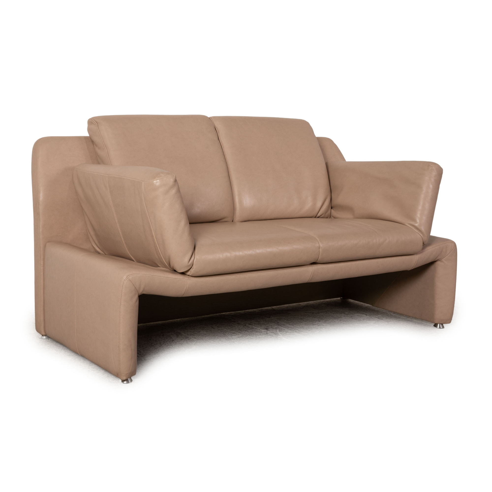 Sofa 2-Sitzer mit Funktion Leder Beige 2