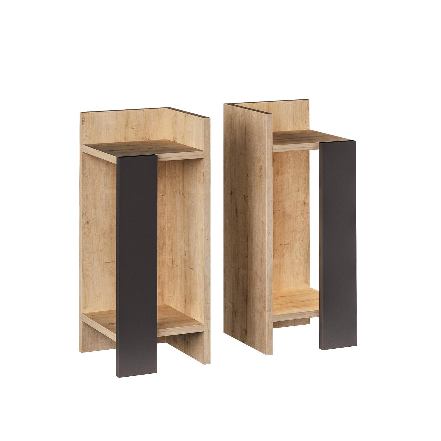 2x Elos Nachttisch Oak Anthrazit 1