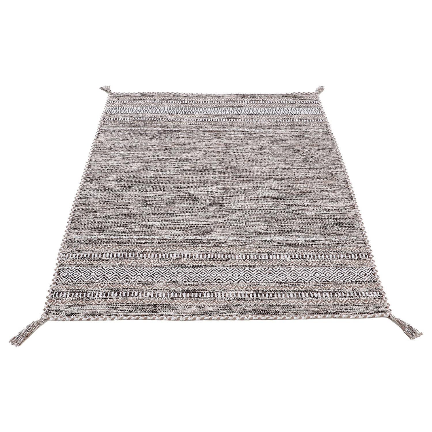 Flachgewebeteppich Kelim Azizi Baumwolle Beige 80 x 150 cm 1