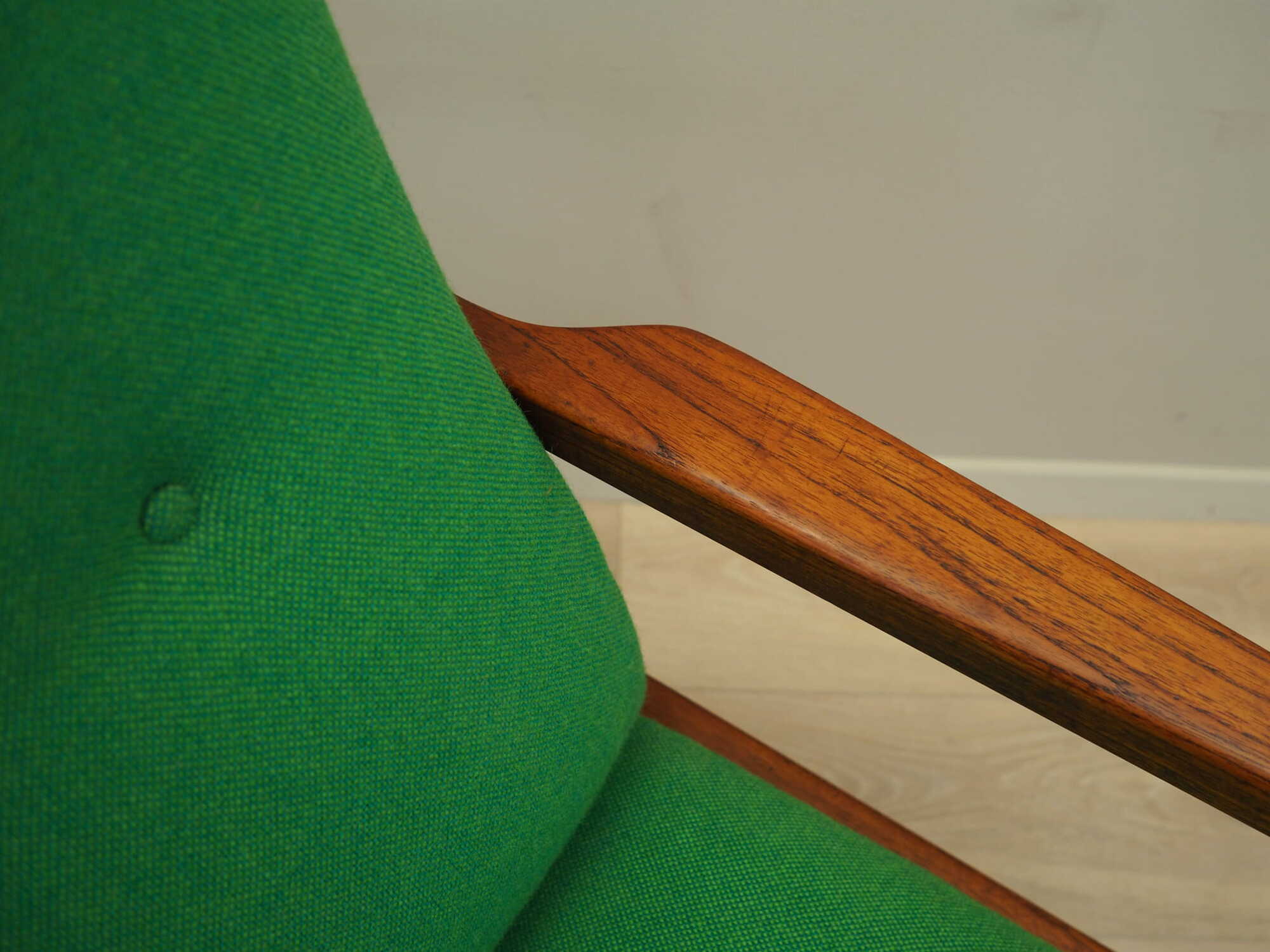 Armchair Teak wood Textile Green 1970s 8