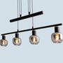 Pendant lamp 4-flame clear glass iron black 0