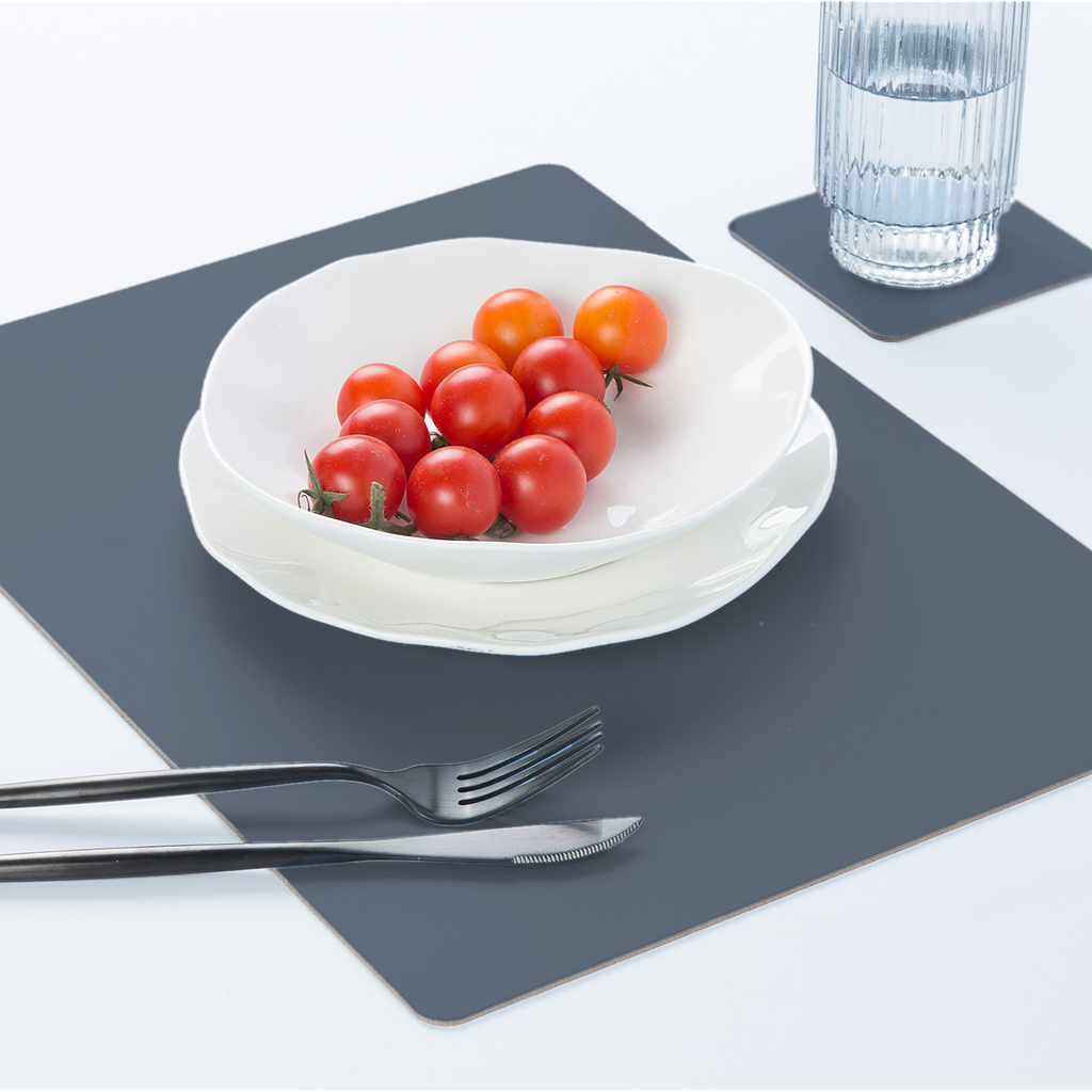 4x Coasters Square 100% Recycled Leather Petrol 3