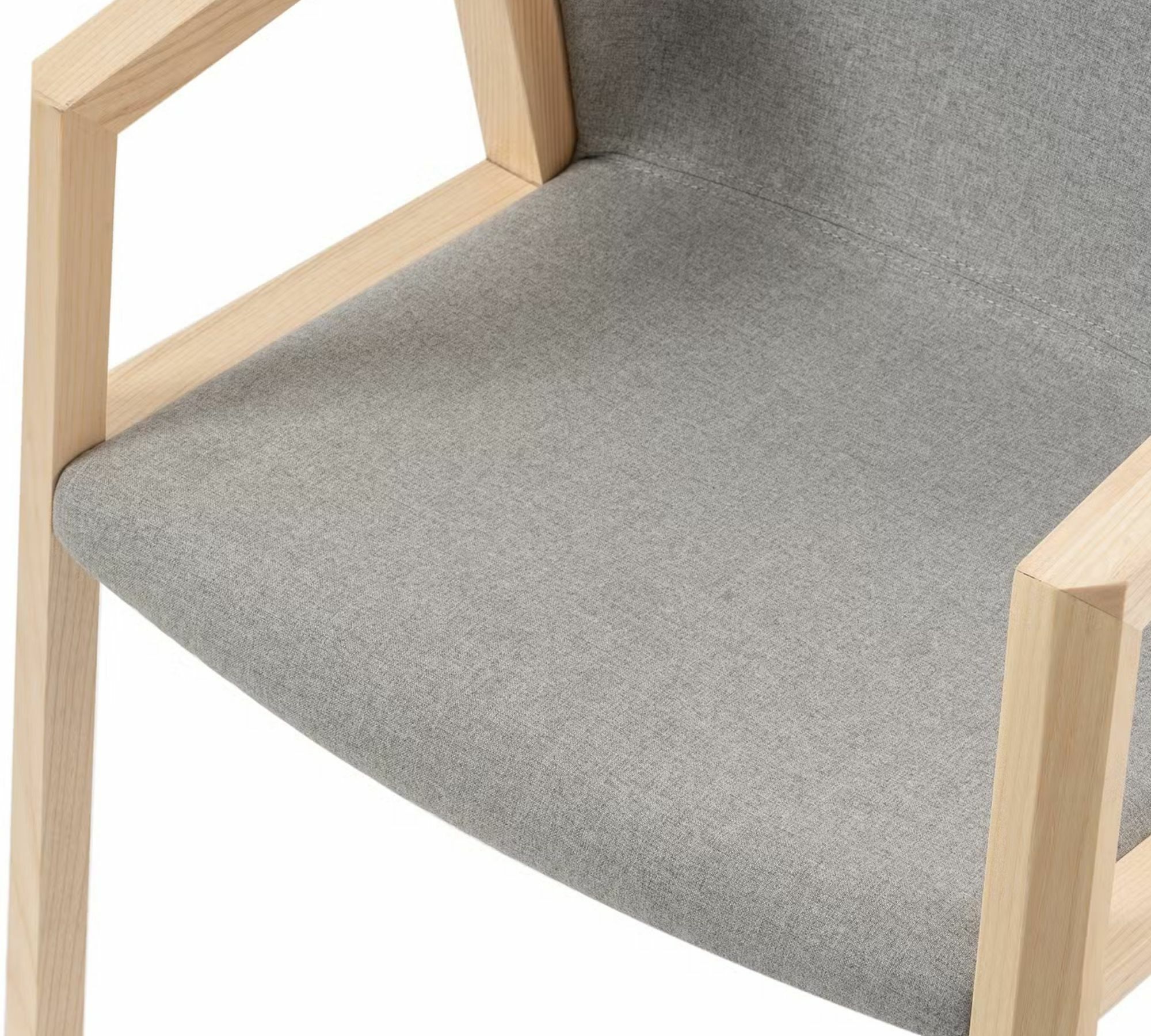 Armchair Woven Fabric Solid Ash Light Grey 8