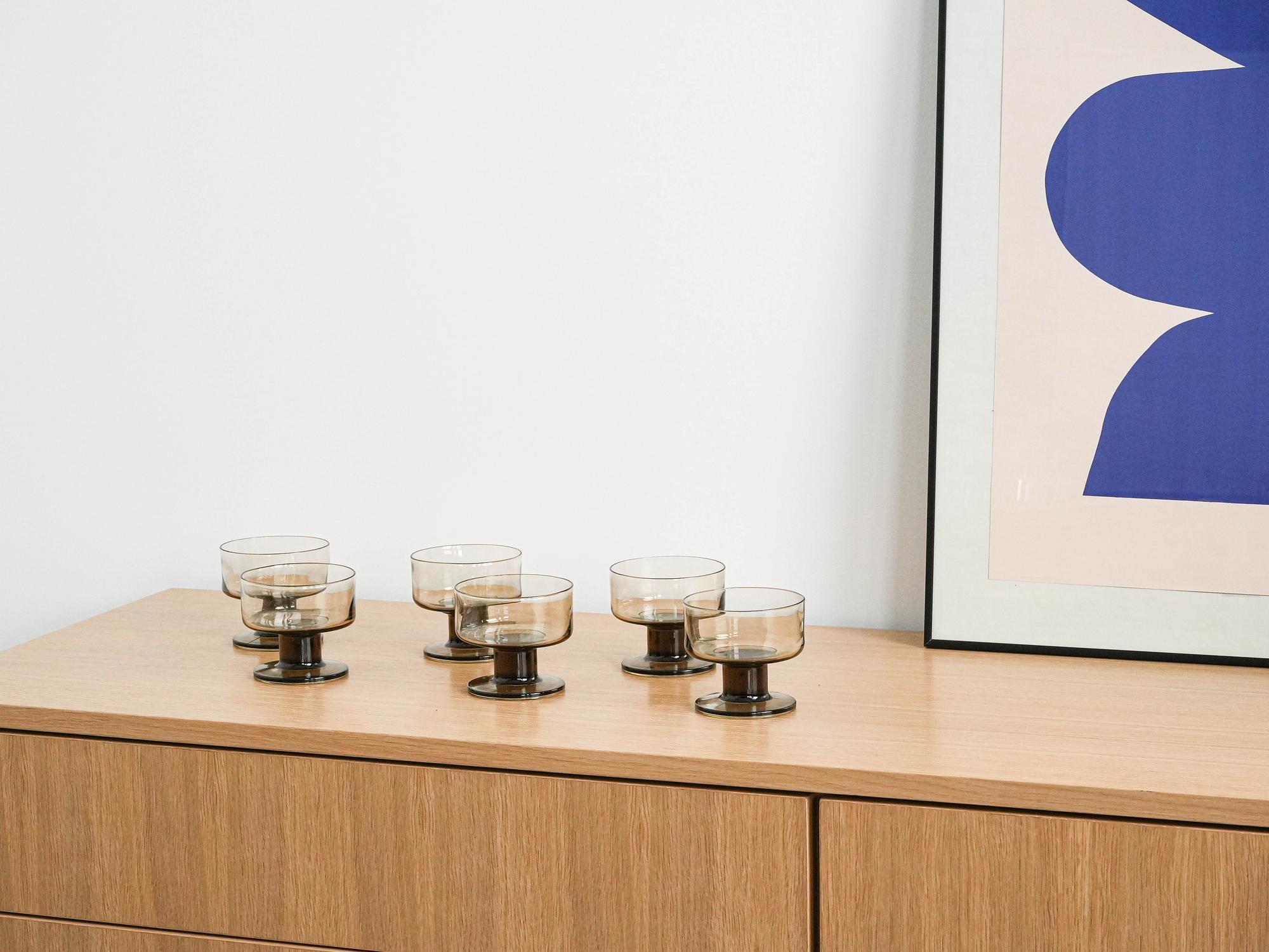 Dessertschalen-Set Rauchglas 1970er Jahre 1