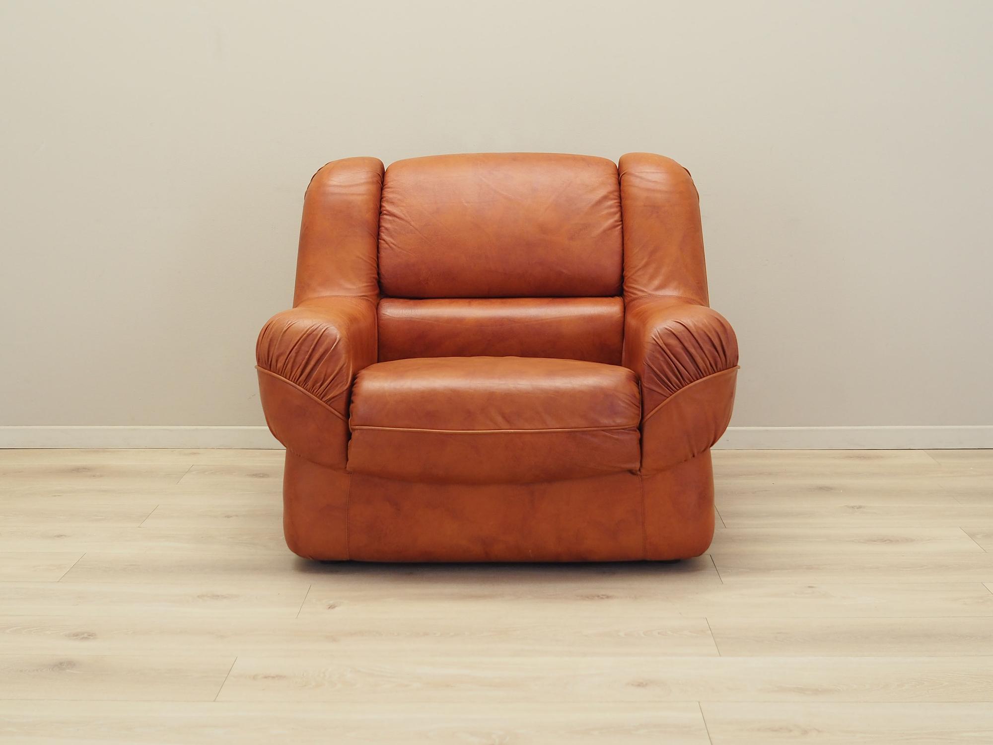 Sessel Leder Braun 1970er Jahre 2