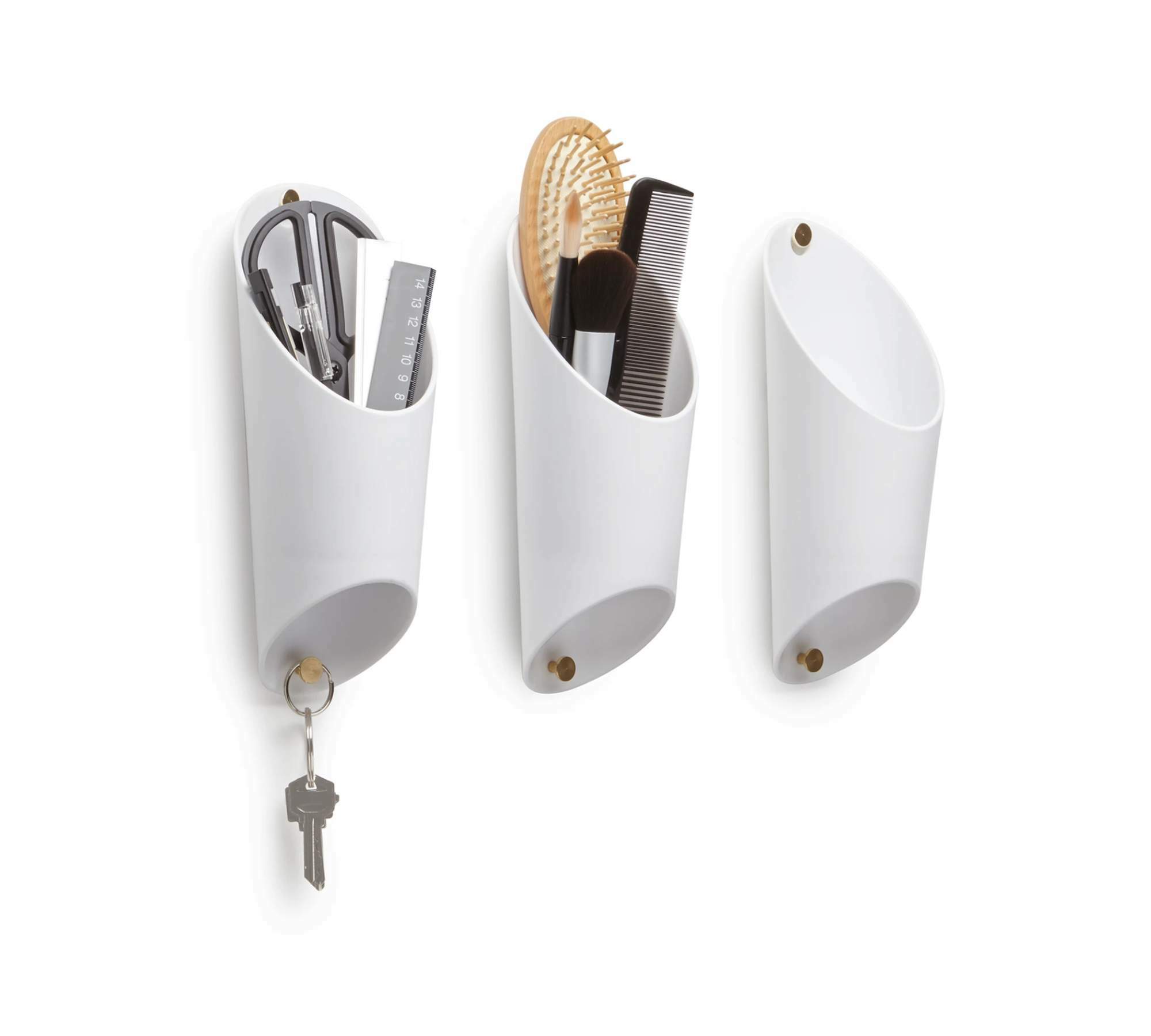 3x Wandvase Weiß 2