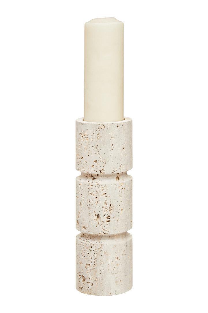 Tibor Large Candlestick Travertine White 2