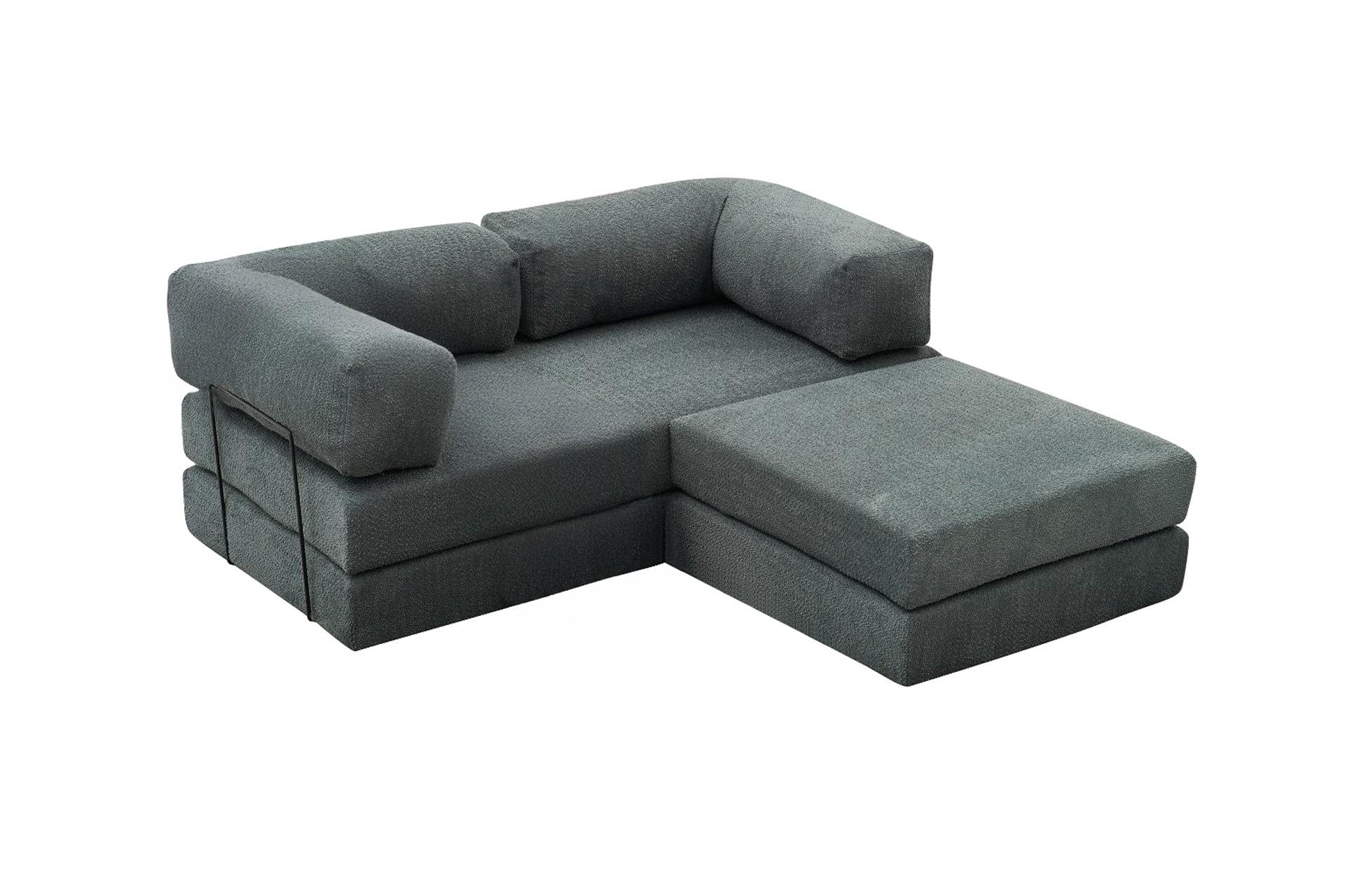 Comfort Schlafsofa 2-Sitzer mit Hocker Petrol 5