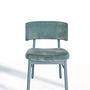 2x Marlen LE Dining Chair Velvet Wood Light Blue 3