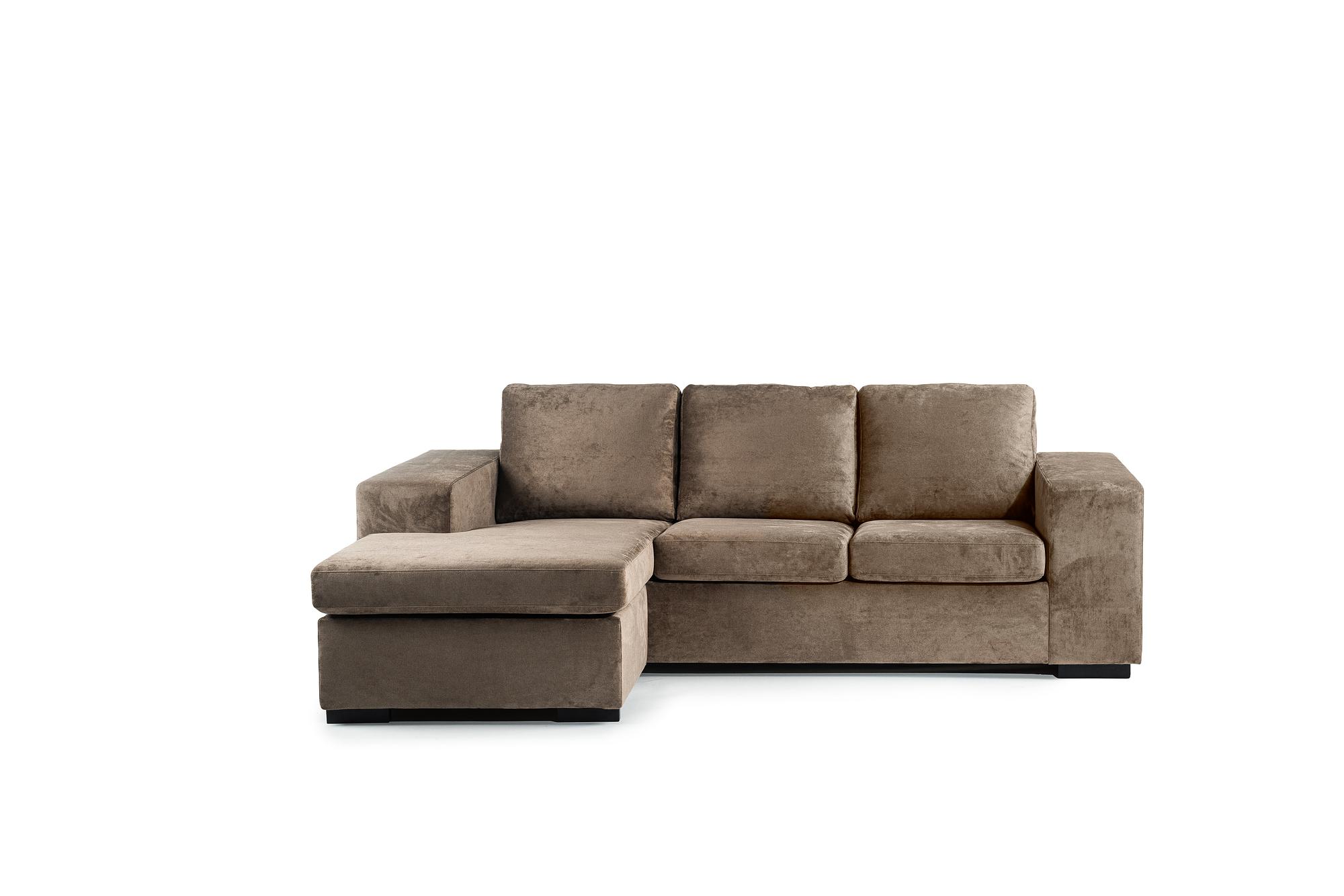 Sofa 3-Seater Chaiselongue Left Fabric Brown 5