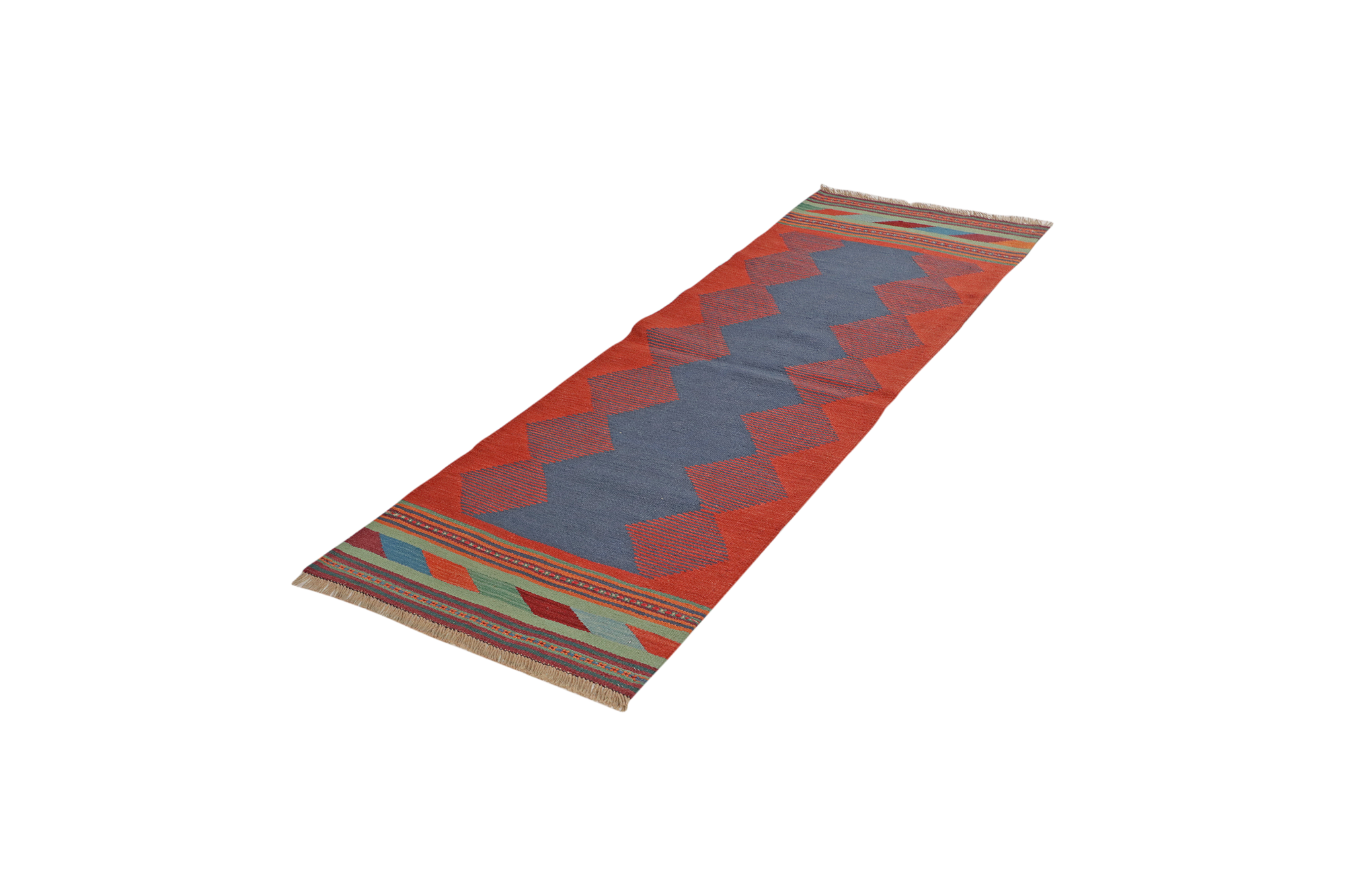 Kilim Gashgai Teppich Blau Rot 3