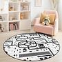 Street map Children's rug Black White Ø120cm 2