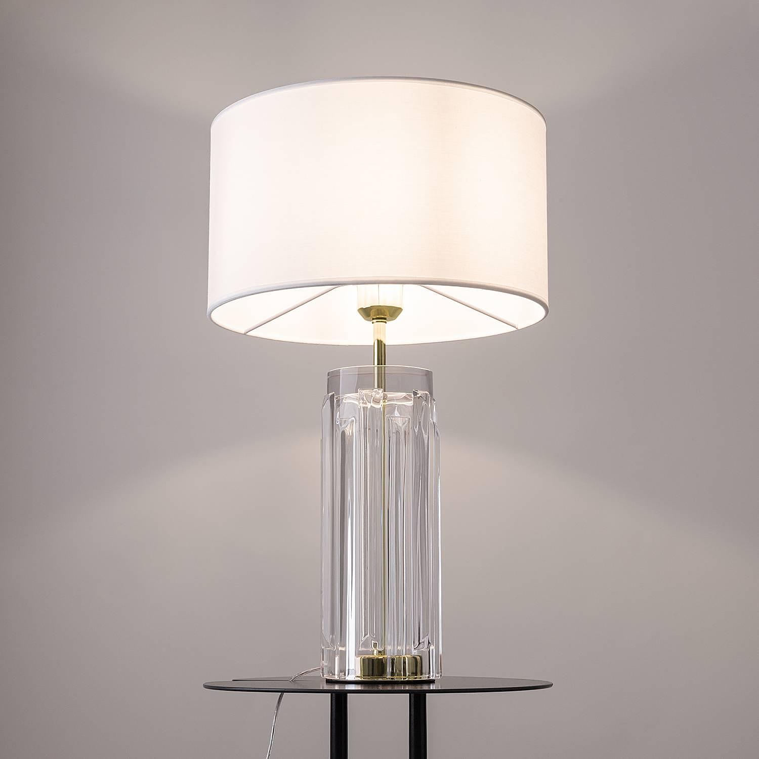 Tischleuchte Muse 1-Flammig Baumwollstoff Farbglas  0