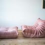 Togo Armchair and Ottoman Set Velvet Pearl Pink 2