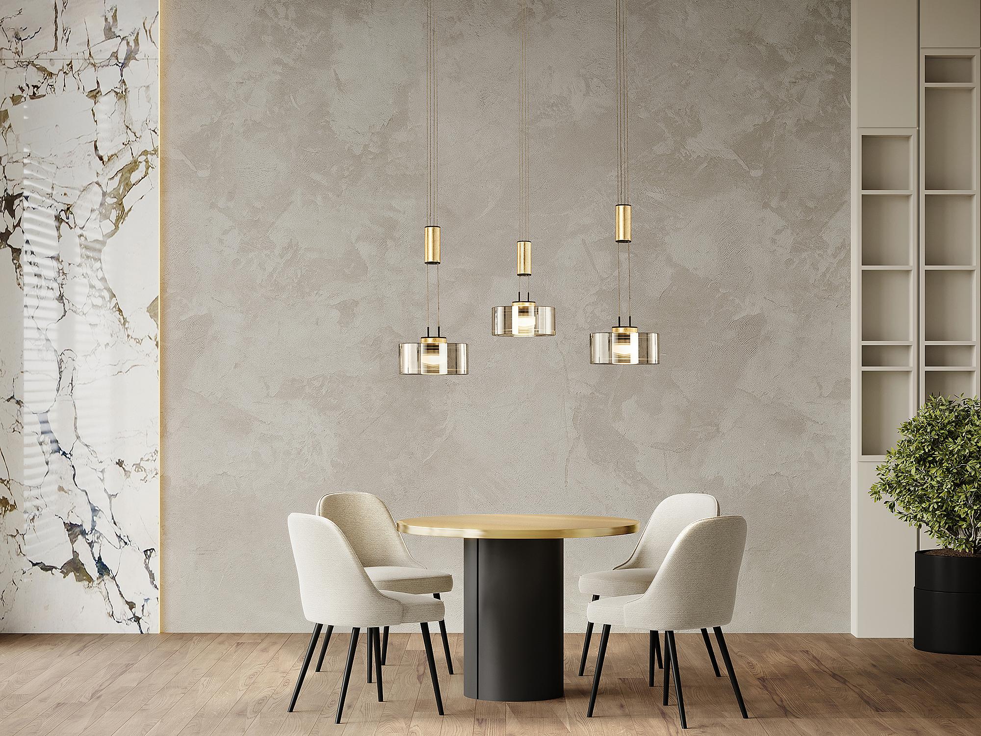 LED-Pendelleuchte Lavin Eisen Rauchglas Schwarz Gold 2