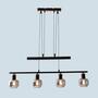 Pendant lamp 4-flame clear glass iron black 4