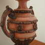 Vintage Table Lamp Ceramic Textile Multicolor 1970s 7