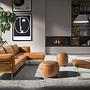 Sofa mit Récamiere rechts aus camel-farbenem Leder 6232 3