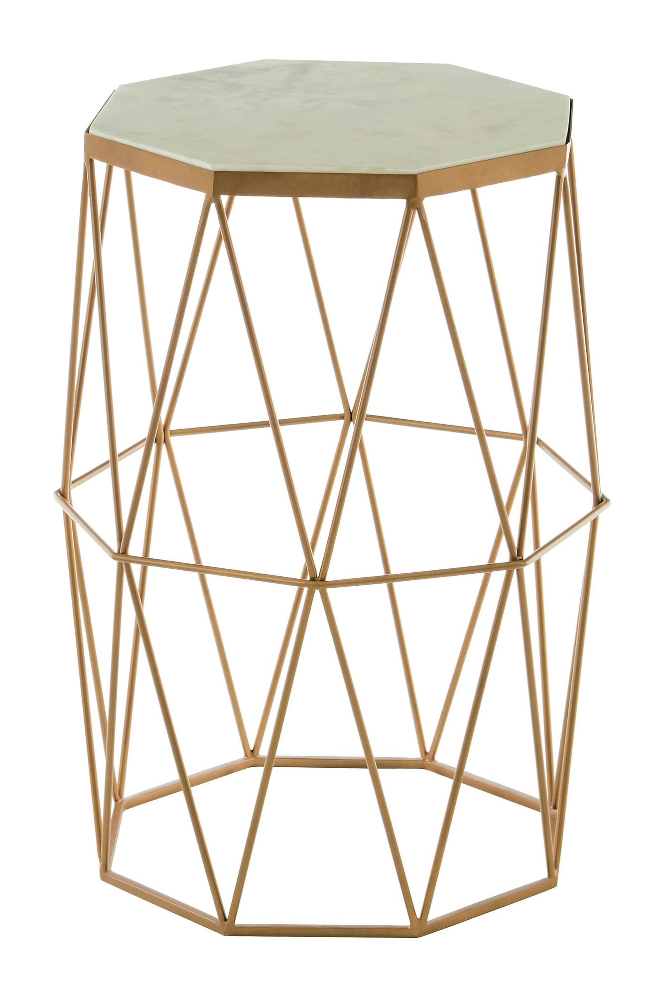Shalimar Achteckiger Marmor und Gold Beistelltisch
 7