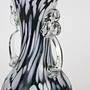 Vintage Murano Blumenvase Italien 1960er Schwarz-Weiß Swirl 3