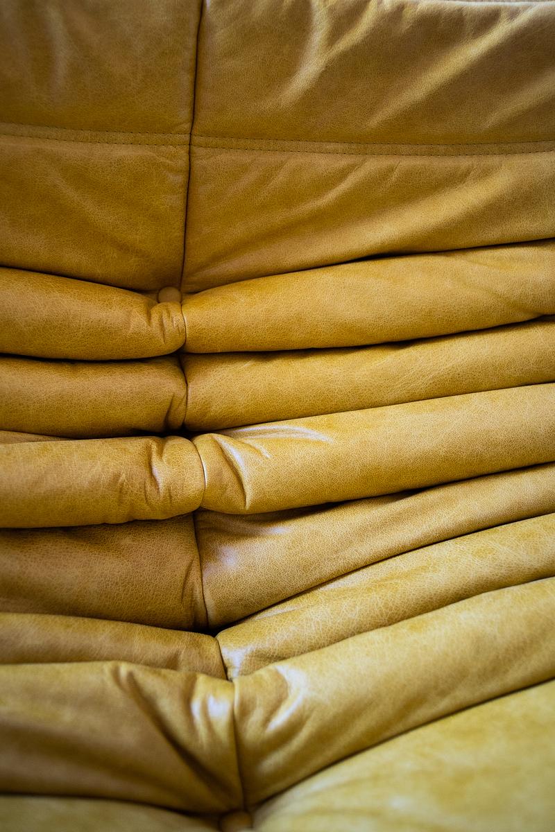 Togo Ecksofa Pull-Up-Leder Gelb 6