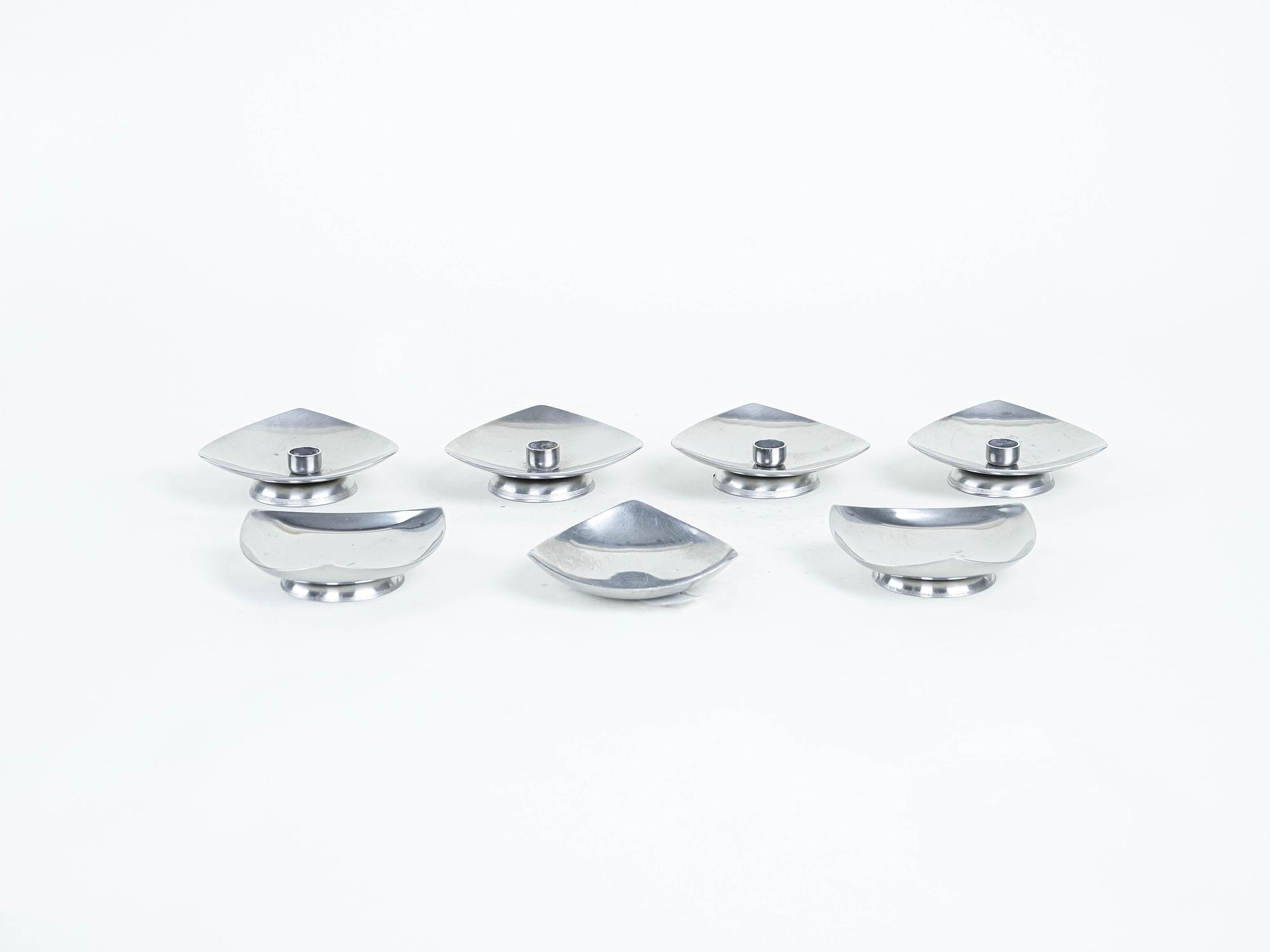 Set of steel candlesticks 1970s 1