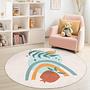 Rainbow and Leaf Children's Rug Multicolored Ø150cm 2