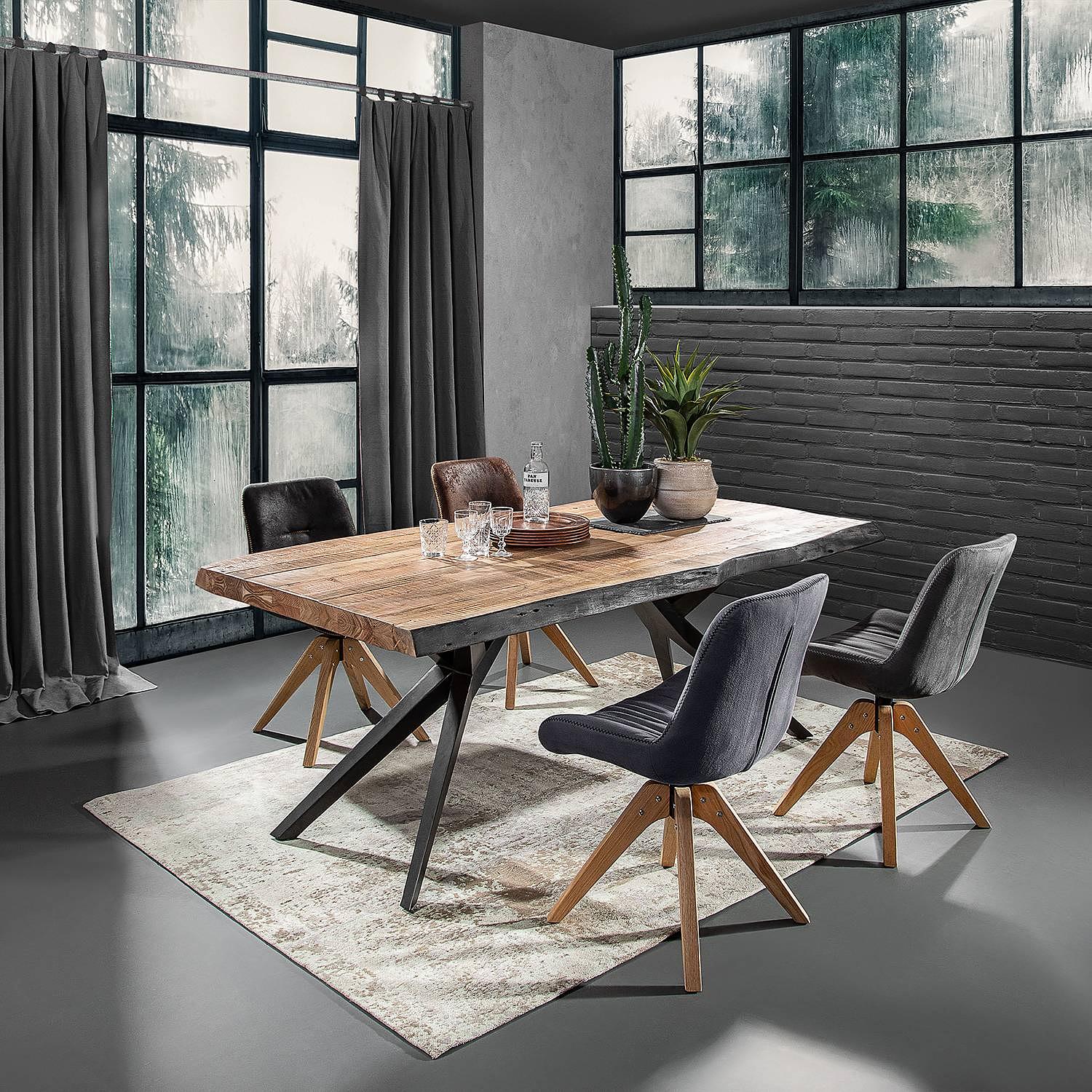 2x Wilbur Swivel Armchair Microfiber Oak Grey 2