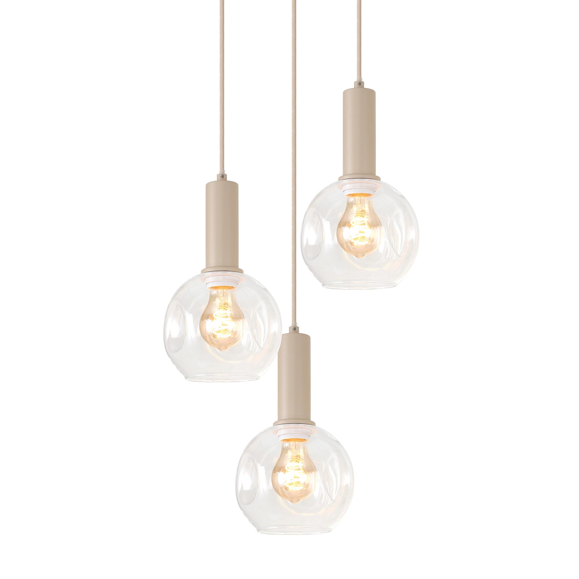 3-Flammig Bilman Pendelleuchte Gusseisen Klarglas Beige 3