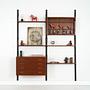 Teak-Wandmöbel PS System Braun 1960er Jahre 1