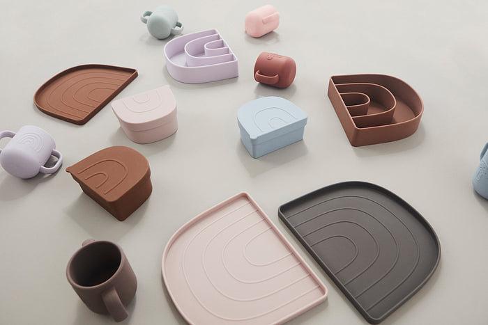 Regenbogen Teller & Schüssel Silikon Choko Vanille 2