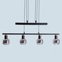Pendant lamp 4-flame clear glass iron black 1