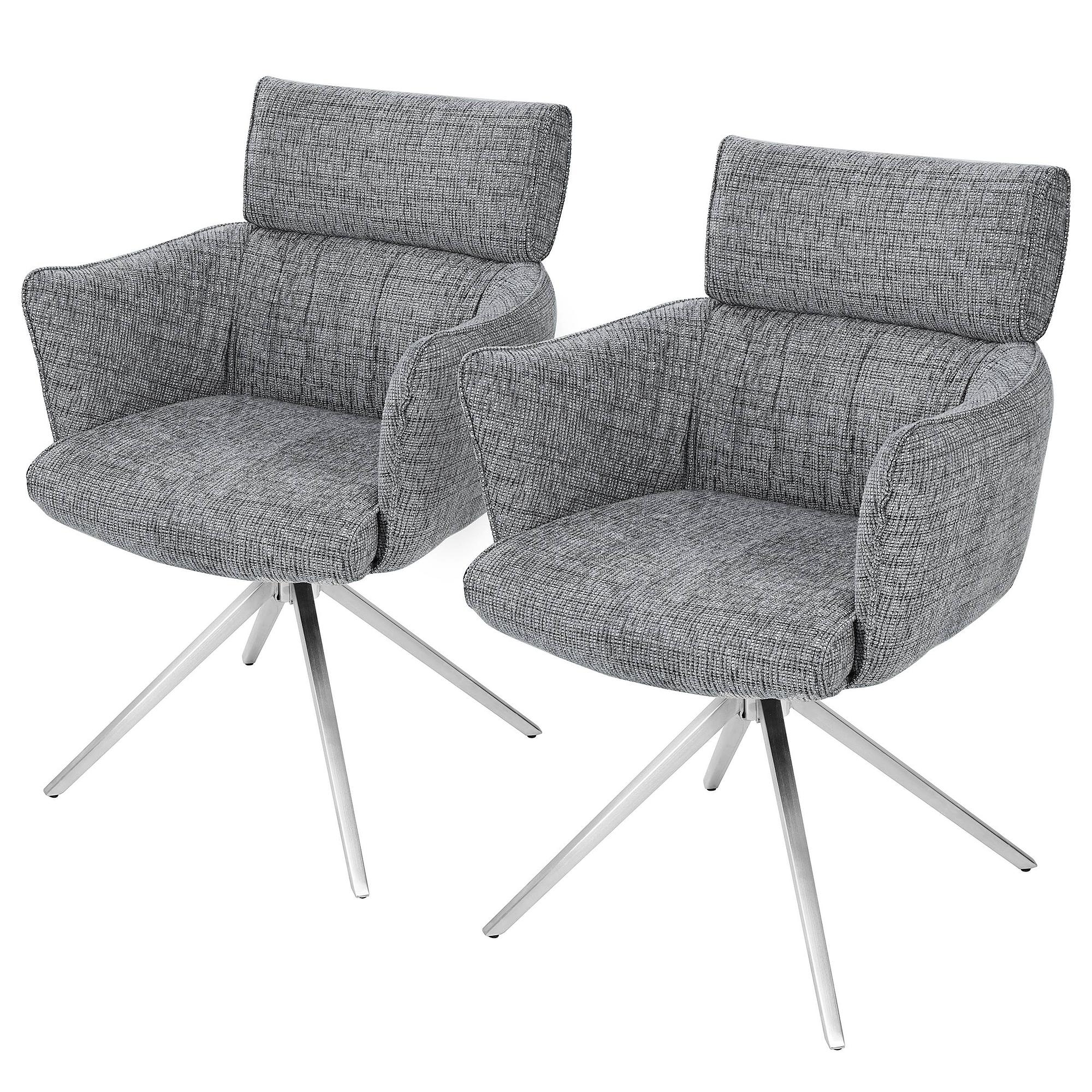 2x Drehbarer Armlehnenstuhl IMMAH Grau 0