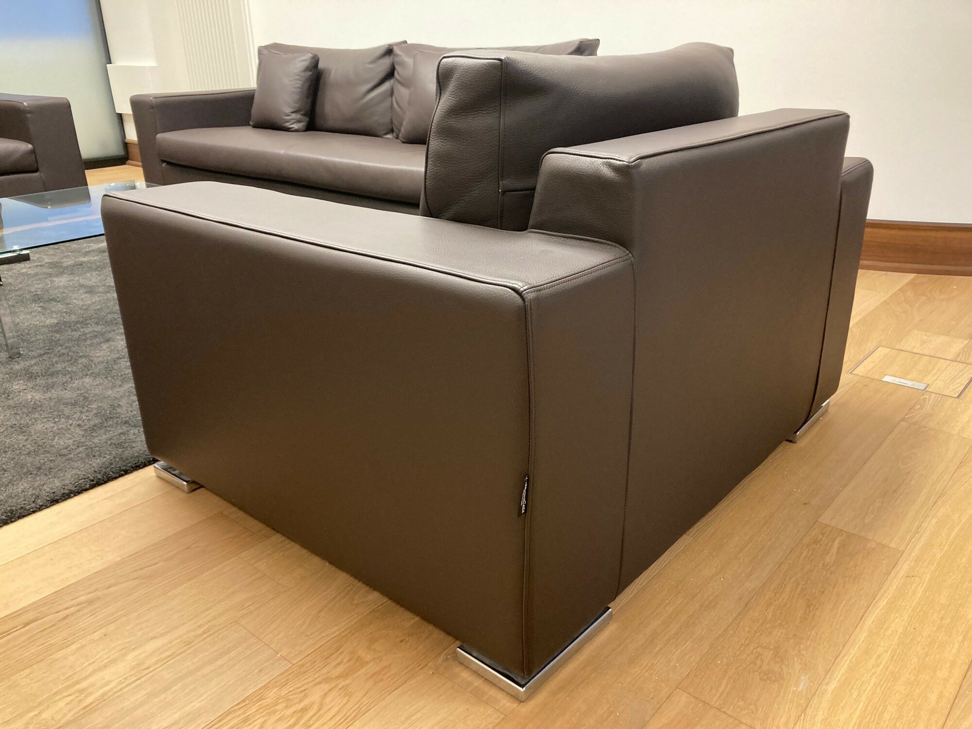 2x Halma Lounge-Sessel Leder Dunkelbraun 2