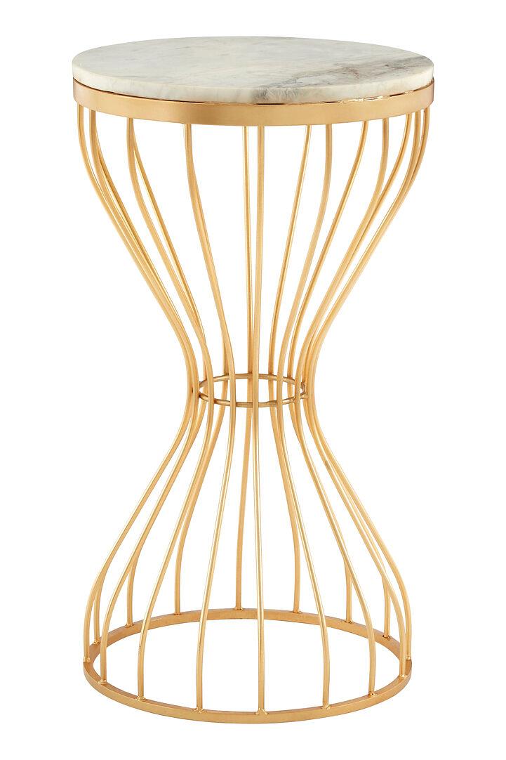 Templar Beistelltisch Marmor Weiß Gold 1