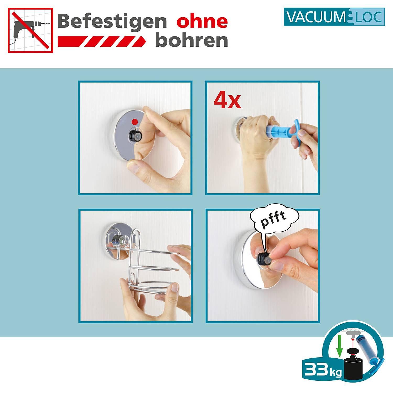 Haartrocknerhalter Vacuum-Loc Quadro Edelstahl Rostfrei 4