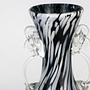 Vintage Murano Blumenvase Italien 1960er Schwarz-Weiß Swirl 1