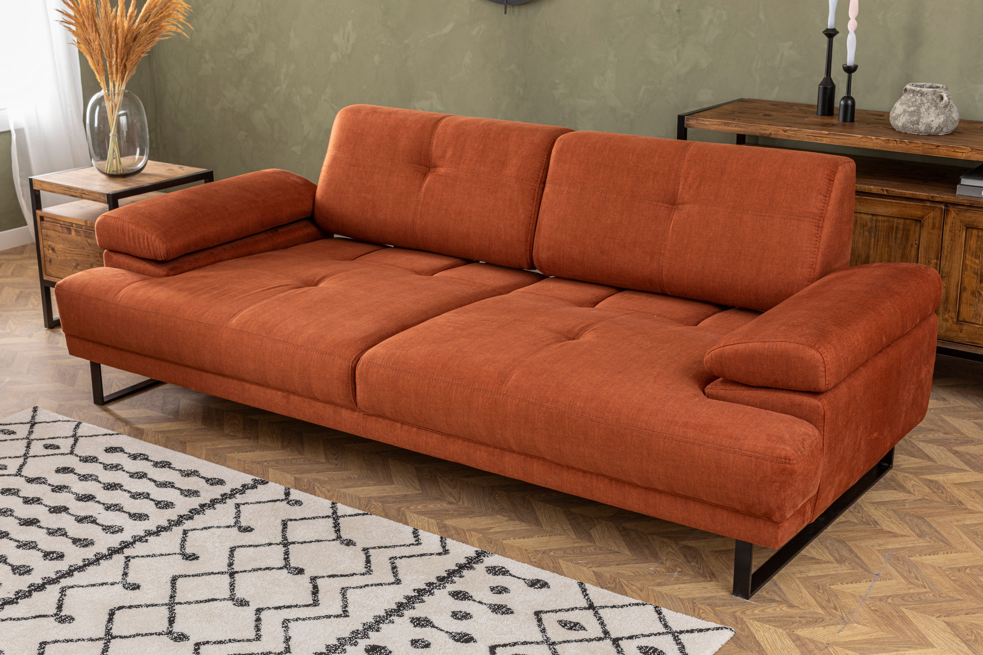 3-seater sofa orange 3