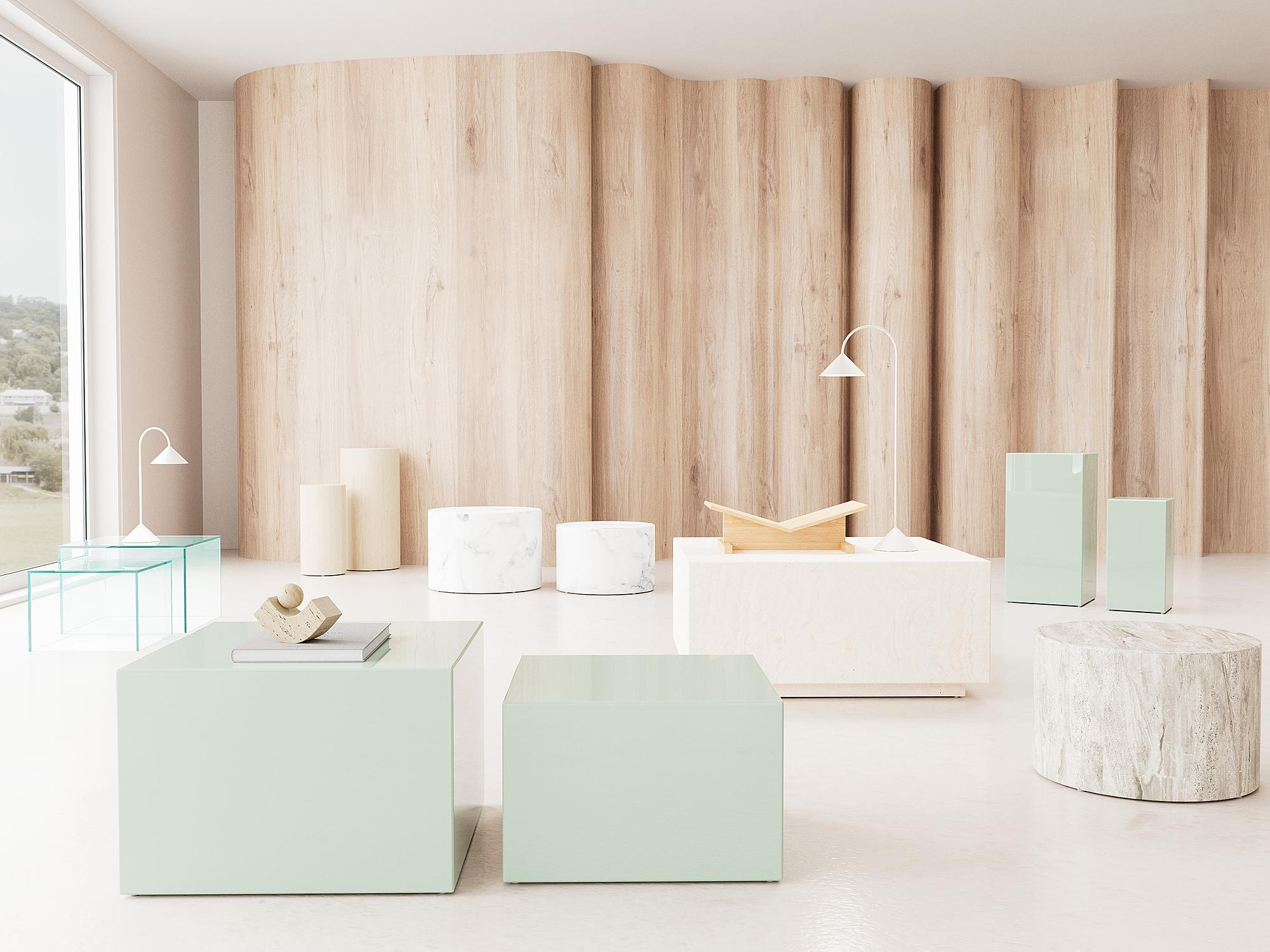 2x Beistelltisch Sukatari Holz Travertin Dekor  4