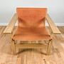 B_002 Lounge Sessel Holz Leder Braun 4