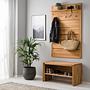 Garderobenbank Schuhablage Massivholz Braun 3