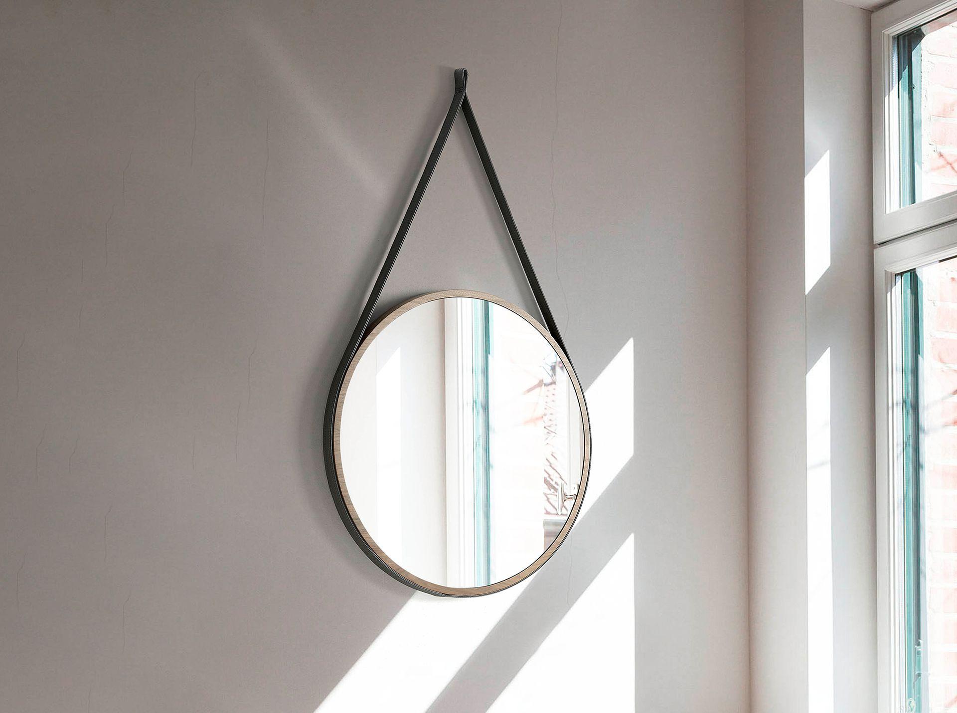 Wall mirror walnut veneer Ø75cm 2