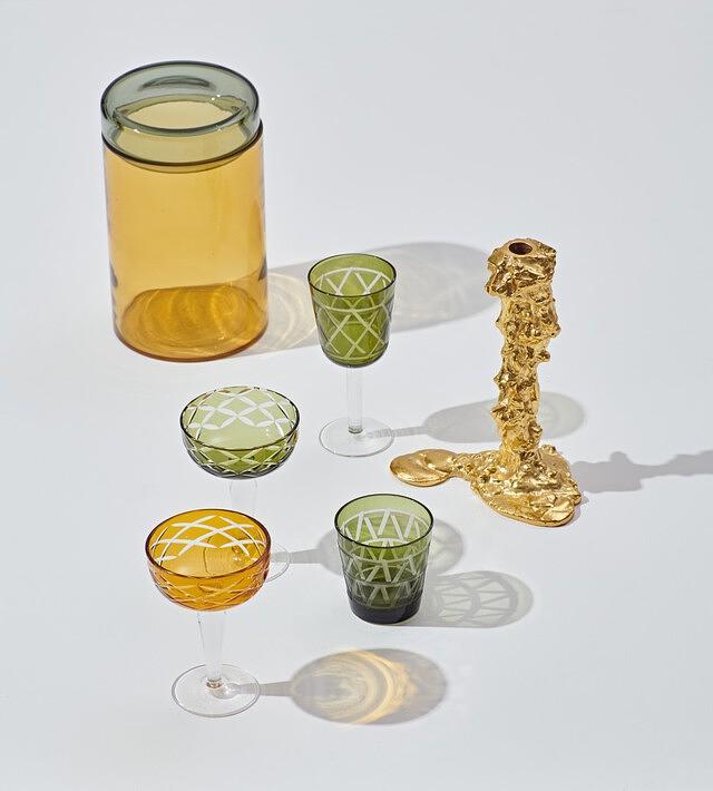 Tie Up Drinking glasses Set of 4 Glass Green 2