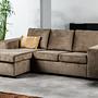 Sofa 3-Seater Chaiselongue Left Fabric Brown 0
