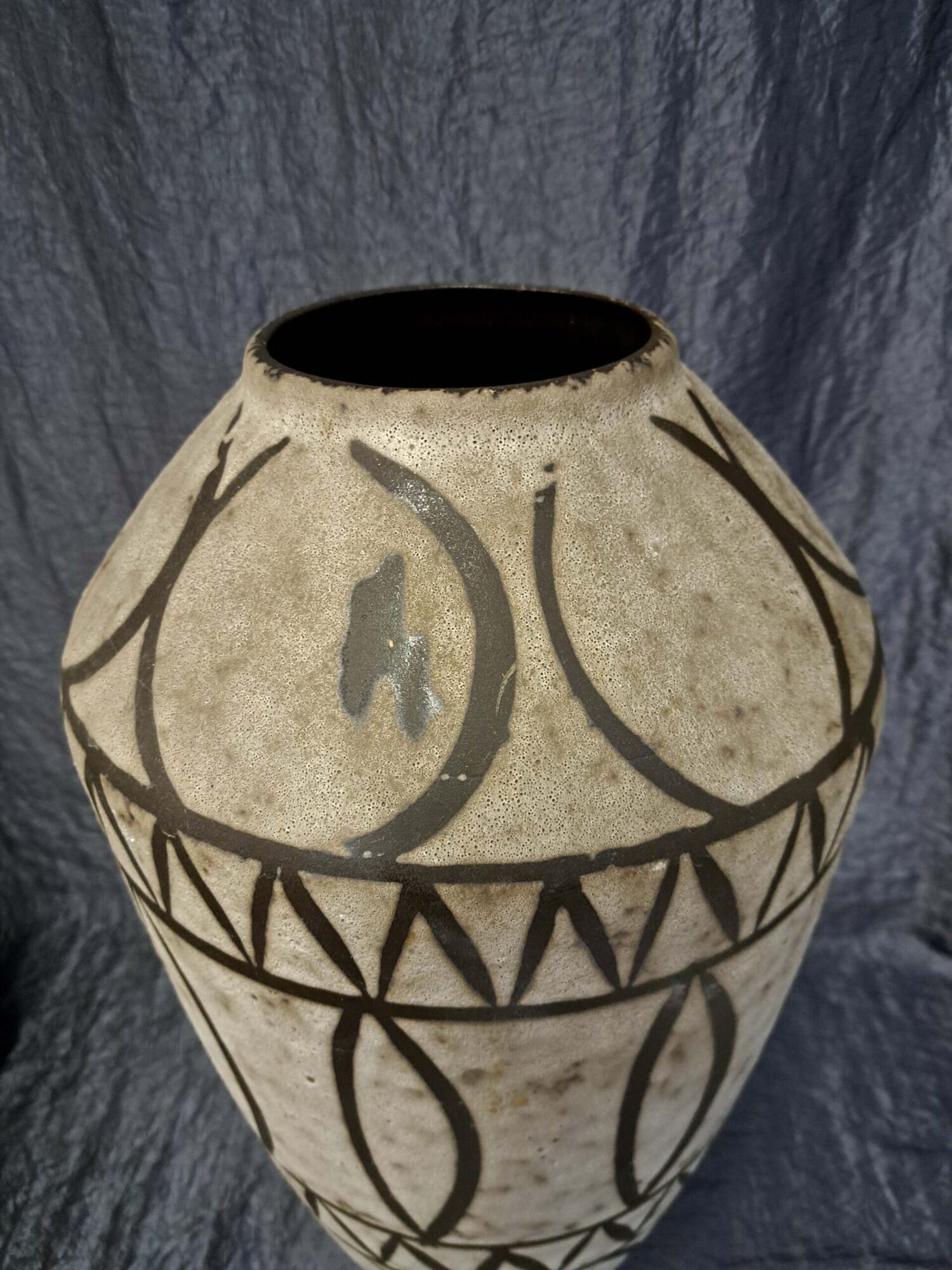 Vintage Vase Keramik Beige Braun  2